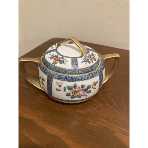 Vintage Nippon Hand Painted Floral Sugar & Creamer Set Floral - Picture 3 of 16